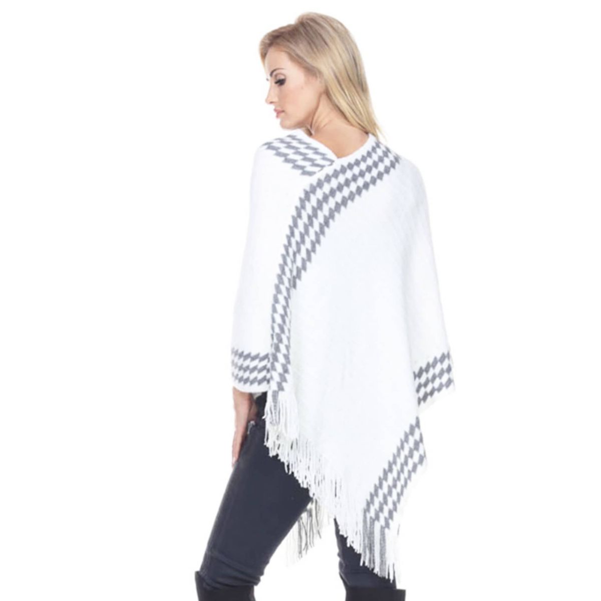 Women’s Knit Poncho with Fringe Hem