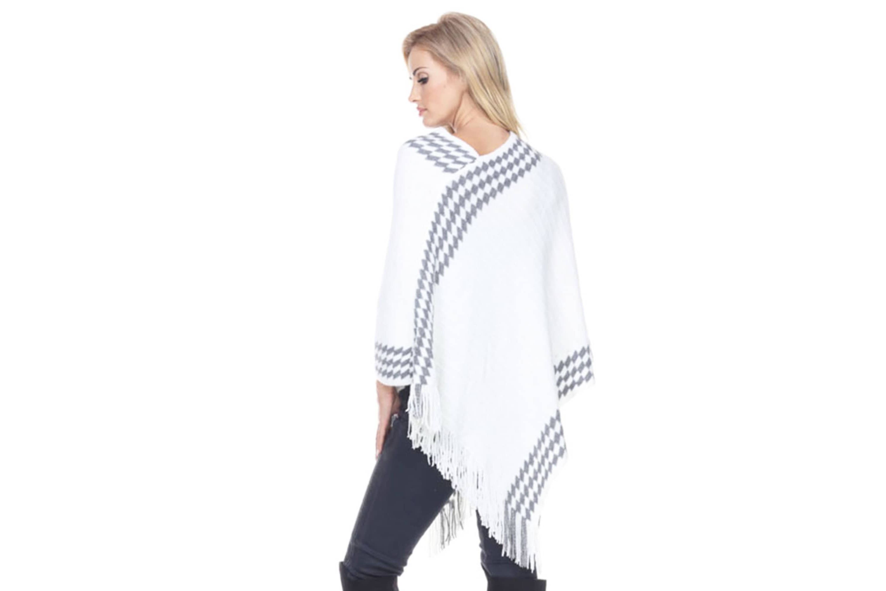 Women’s Knit Poncho with Fringe Hem