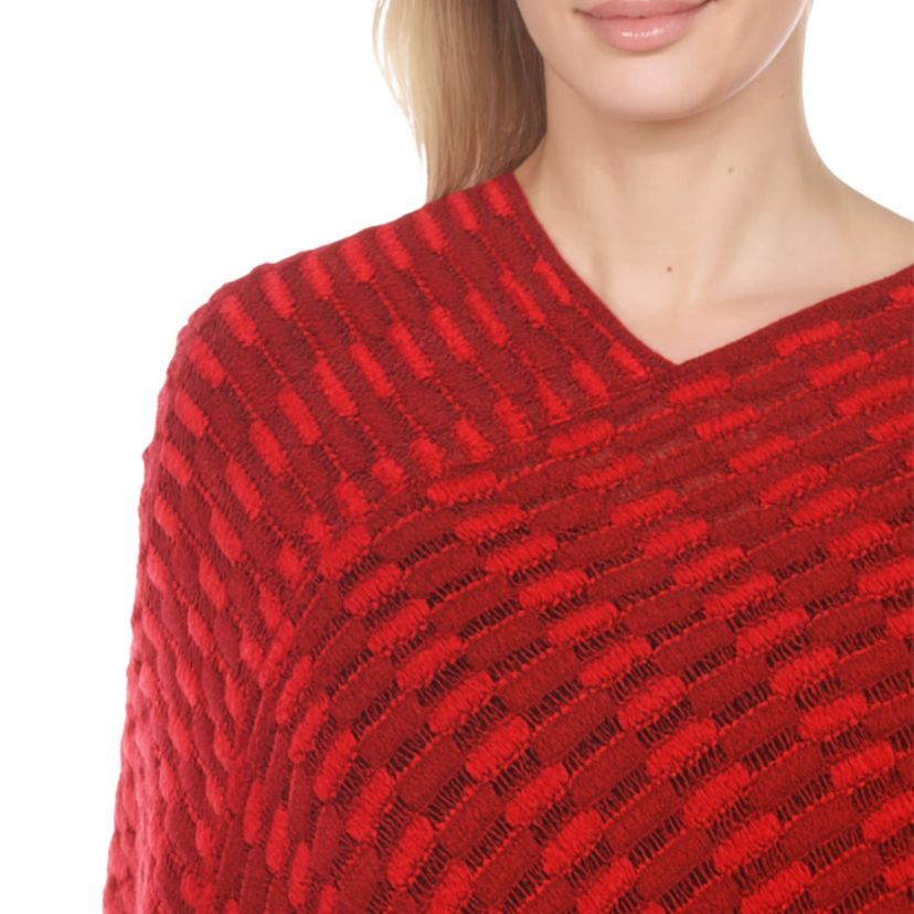 Womens Textured Fringed Poncho