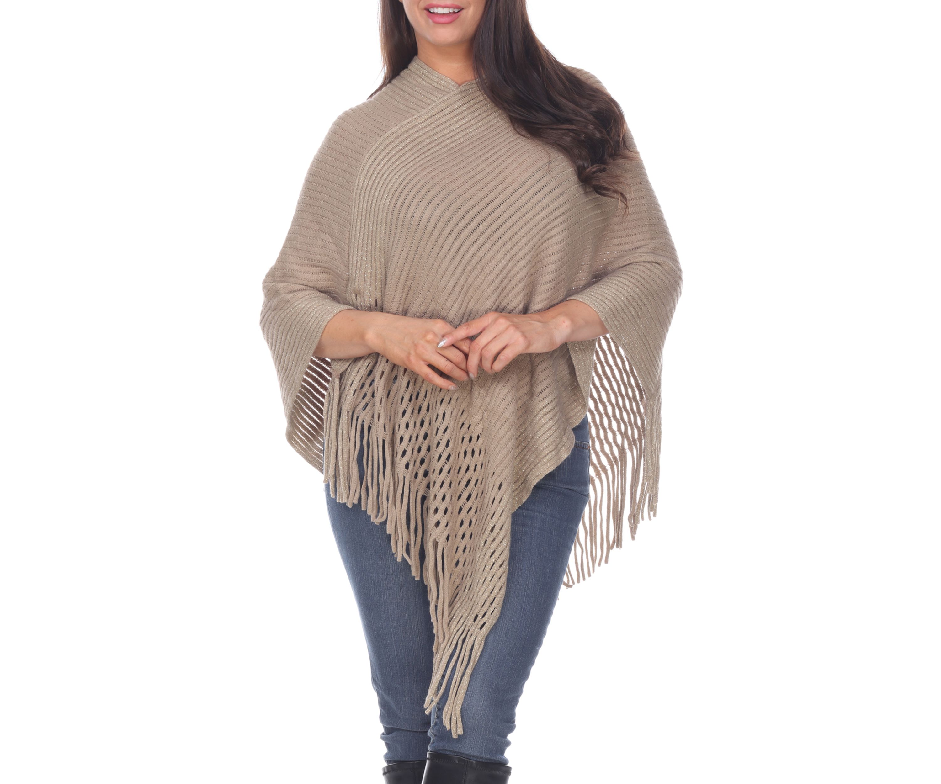 Poncho Sweater with Fringe