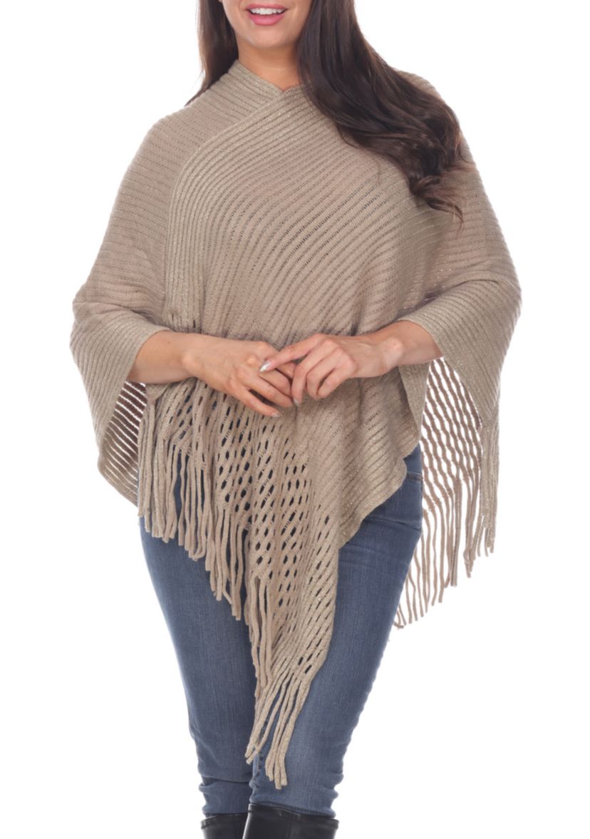 Poncho Sweater with Fringe