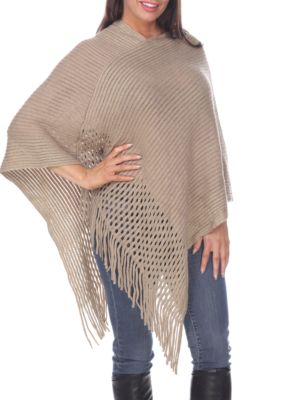 Poncho Sweater with Fringe