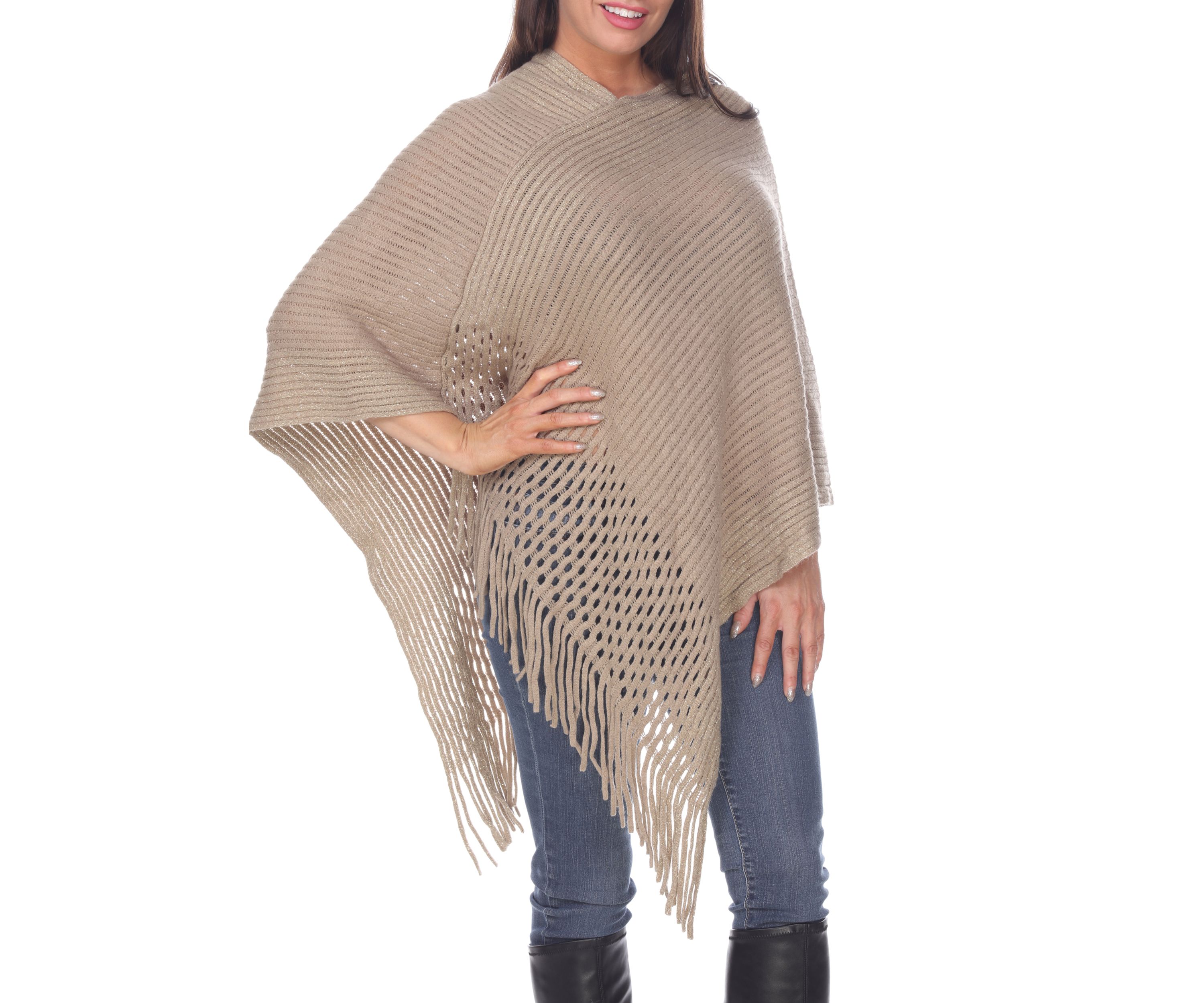 Poncho Sweater with Fringe