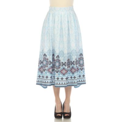 White Mark Women's Pleated Skirt with Border Prints