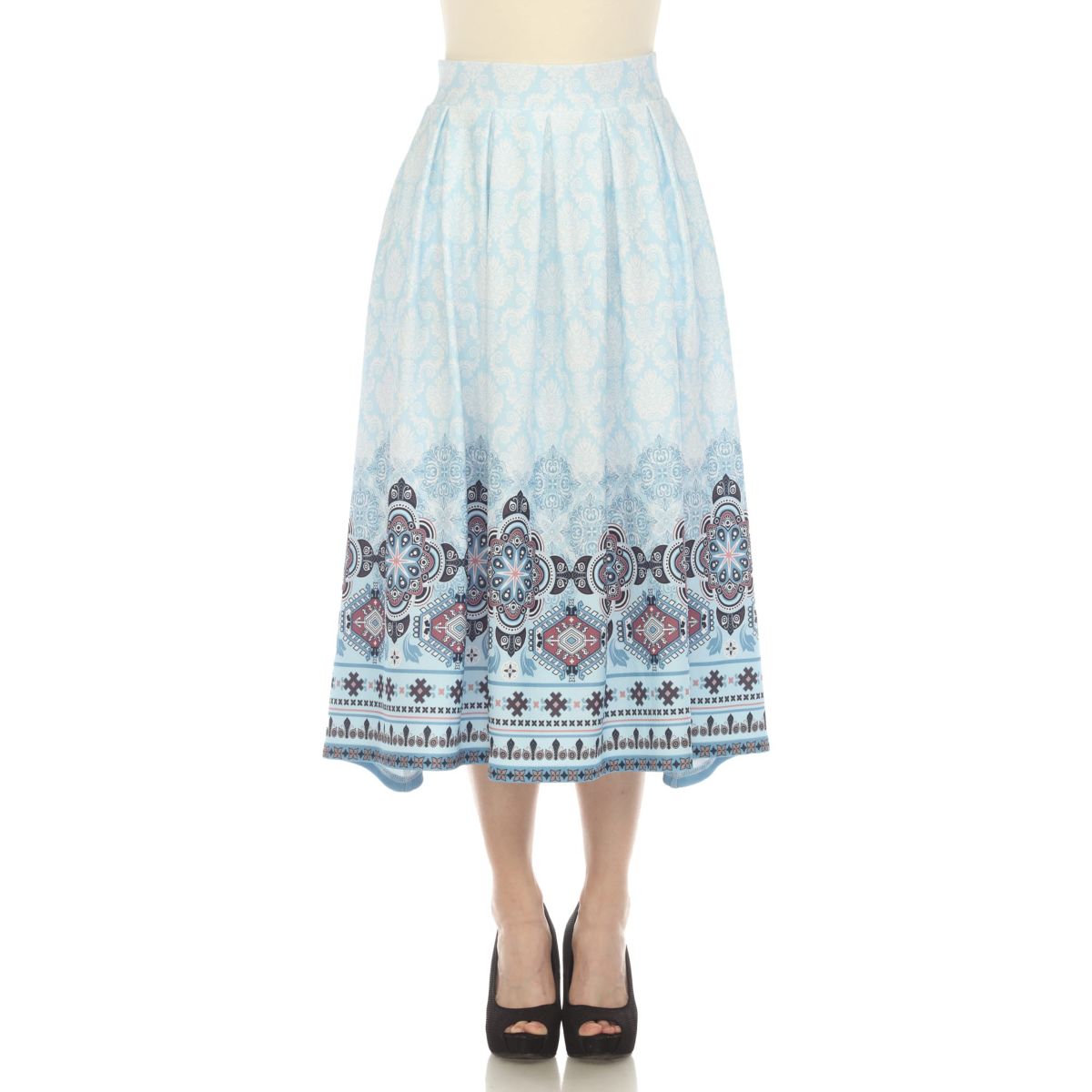 Pleated Skirt with Border Prints