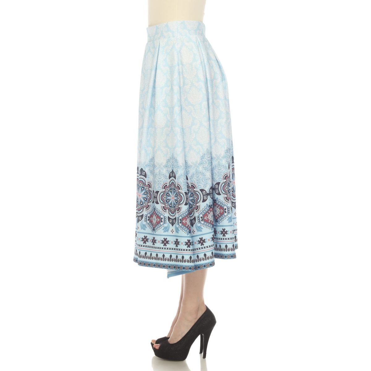 Pleated Skirt with Border Prints