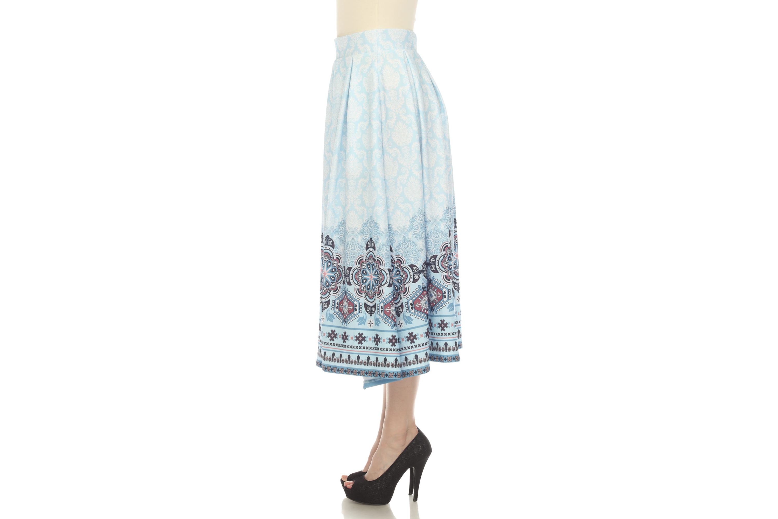 Pleated Skirt with Border Prints