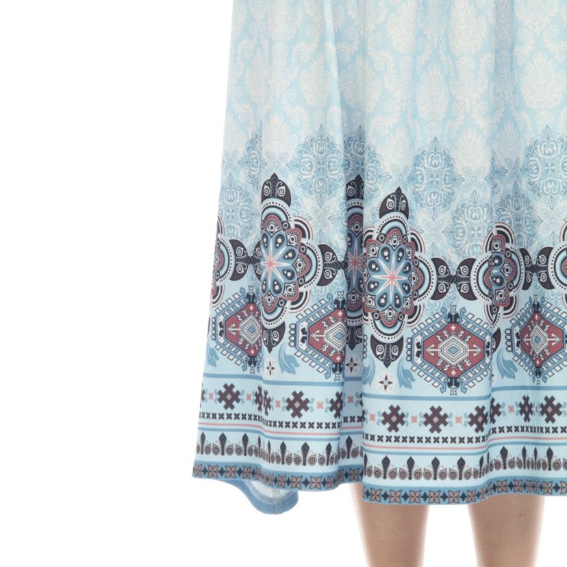 Pleated Skirt with Border Prints