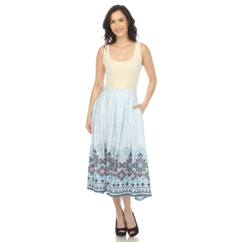 Pleated Skirt with Border Prints