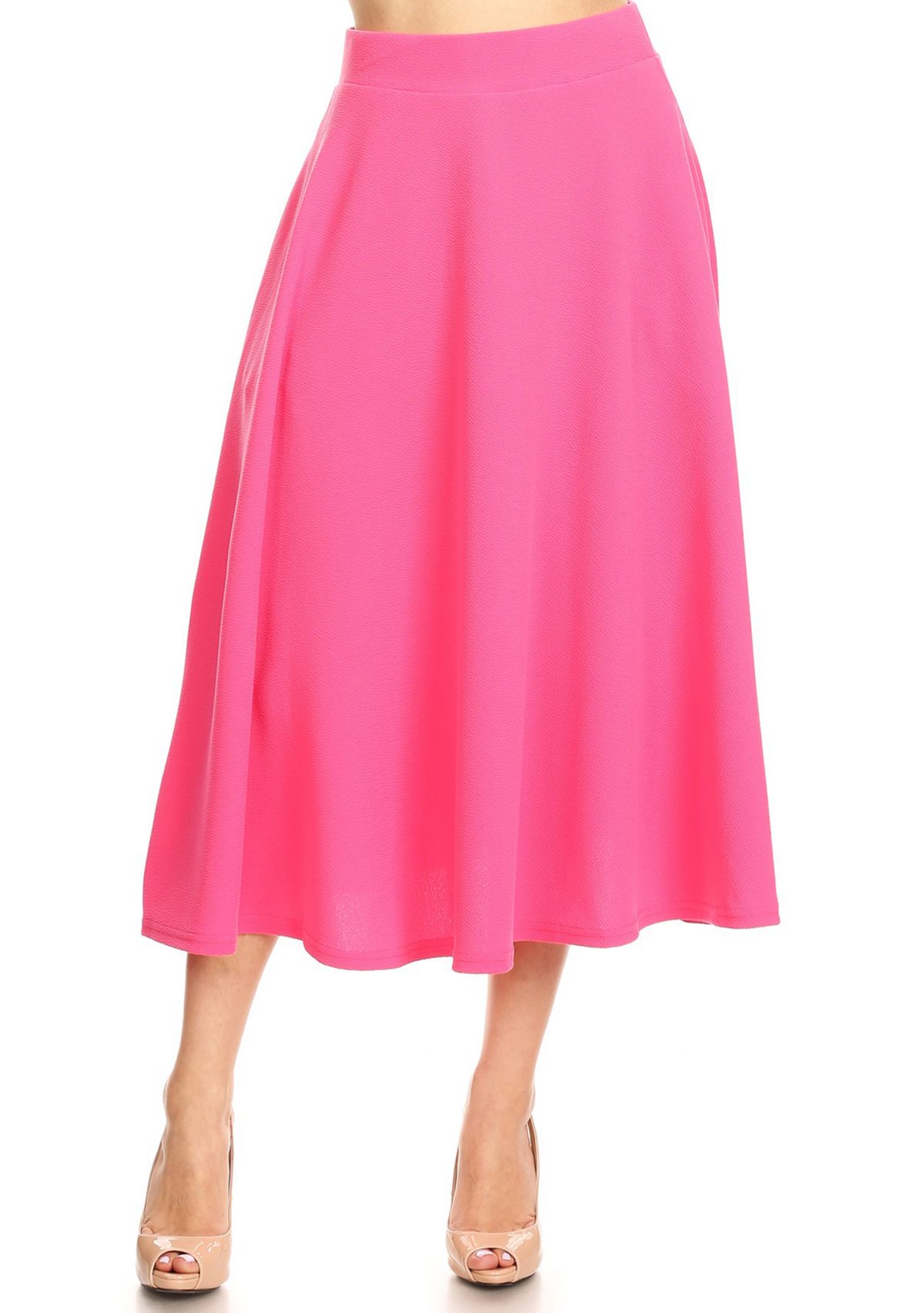 Womens Flared Midi Skirt with Pockets