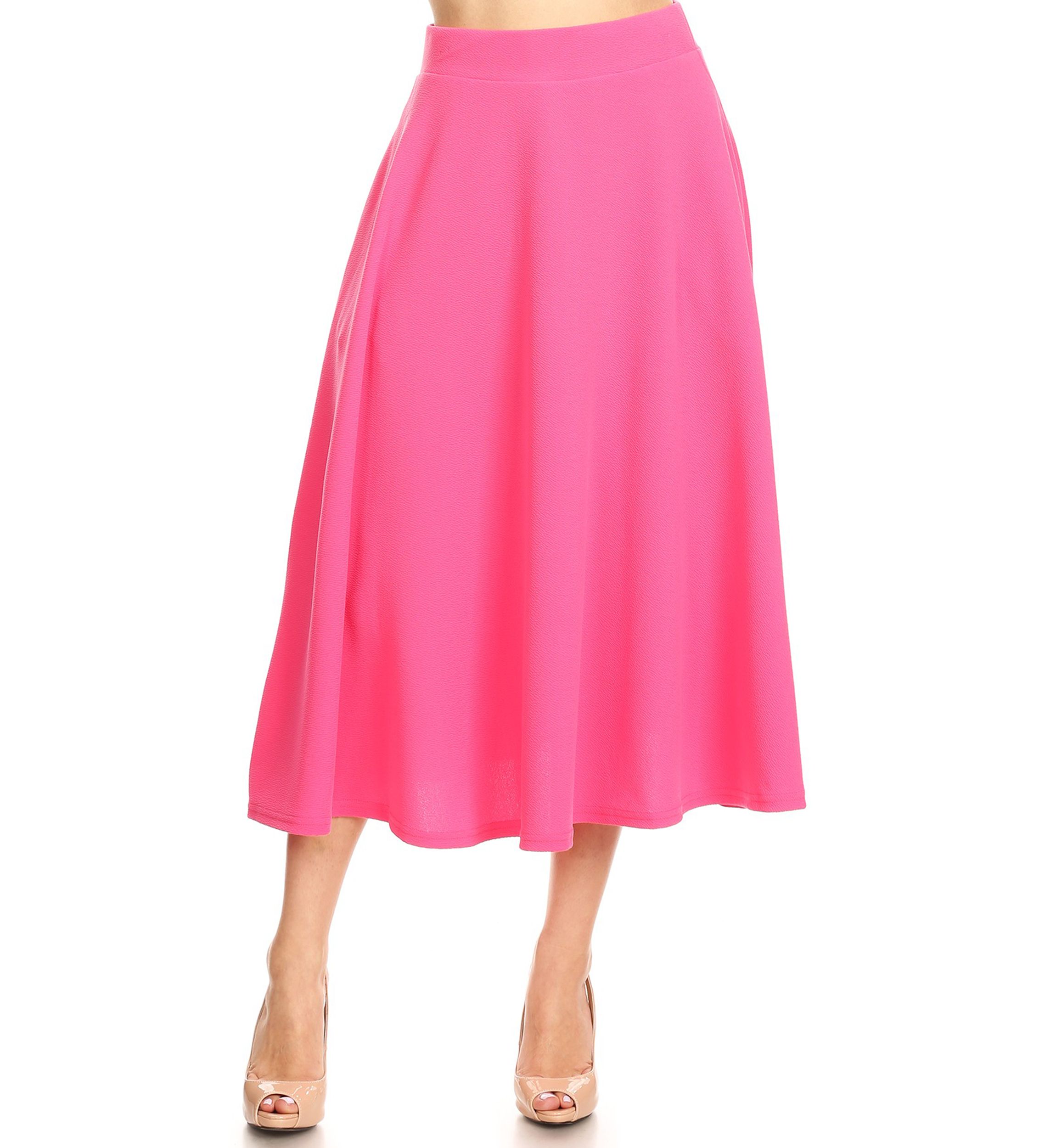 Womens Flared Midi Skirt with Pockets