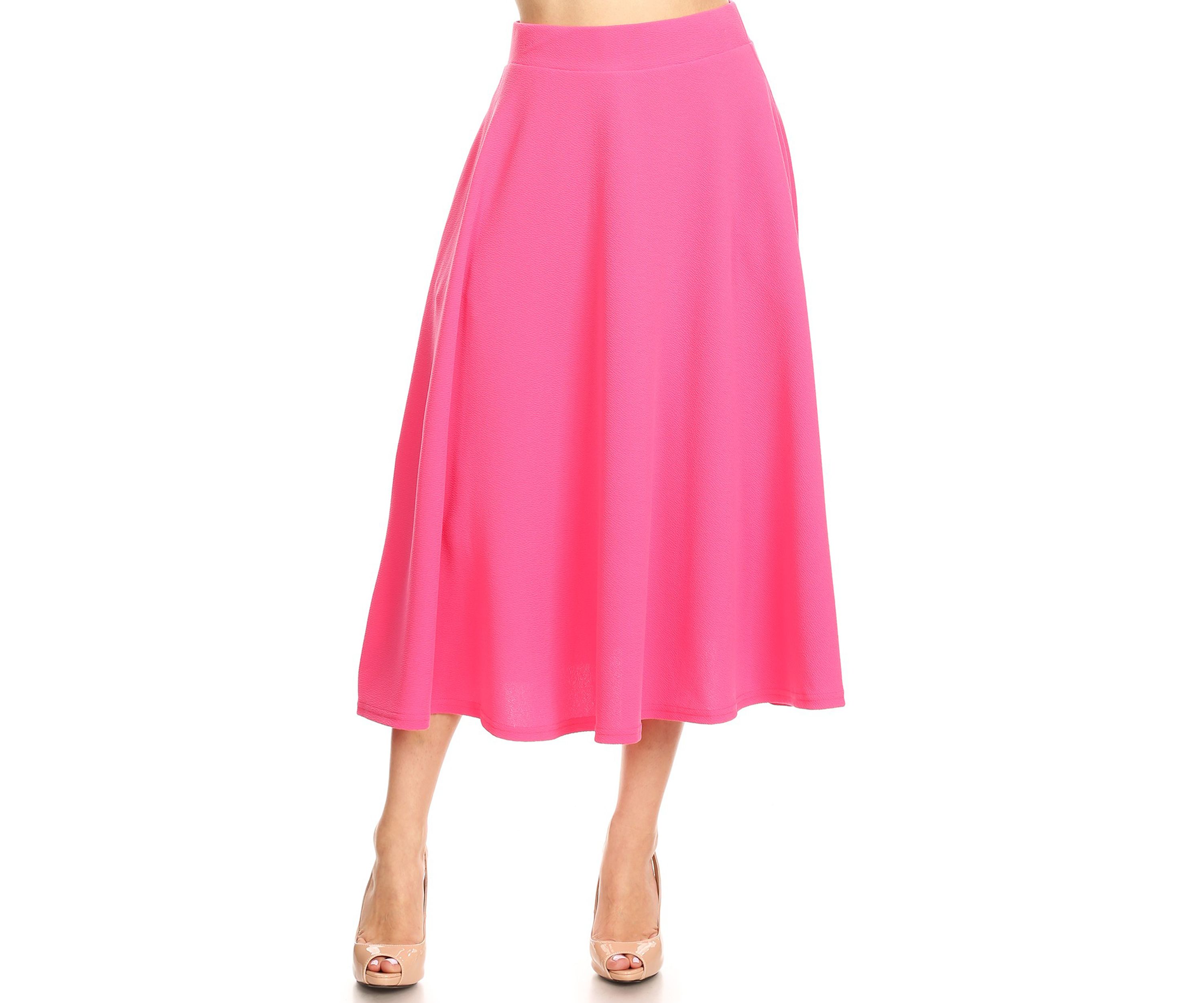 Womens Flared Midi Skirt with Pockets