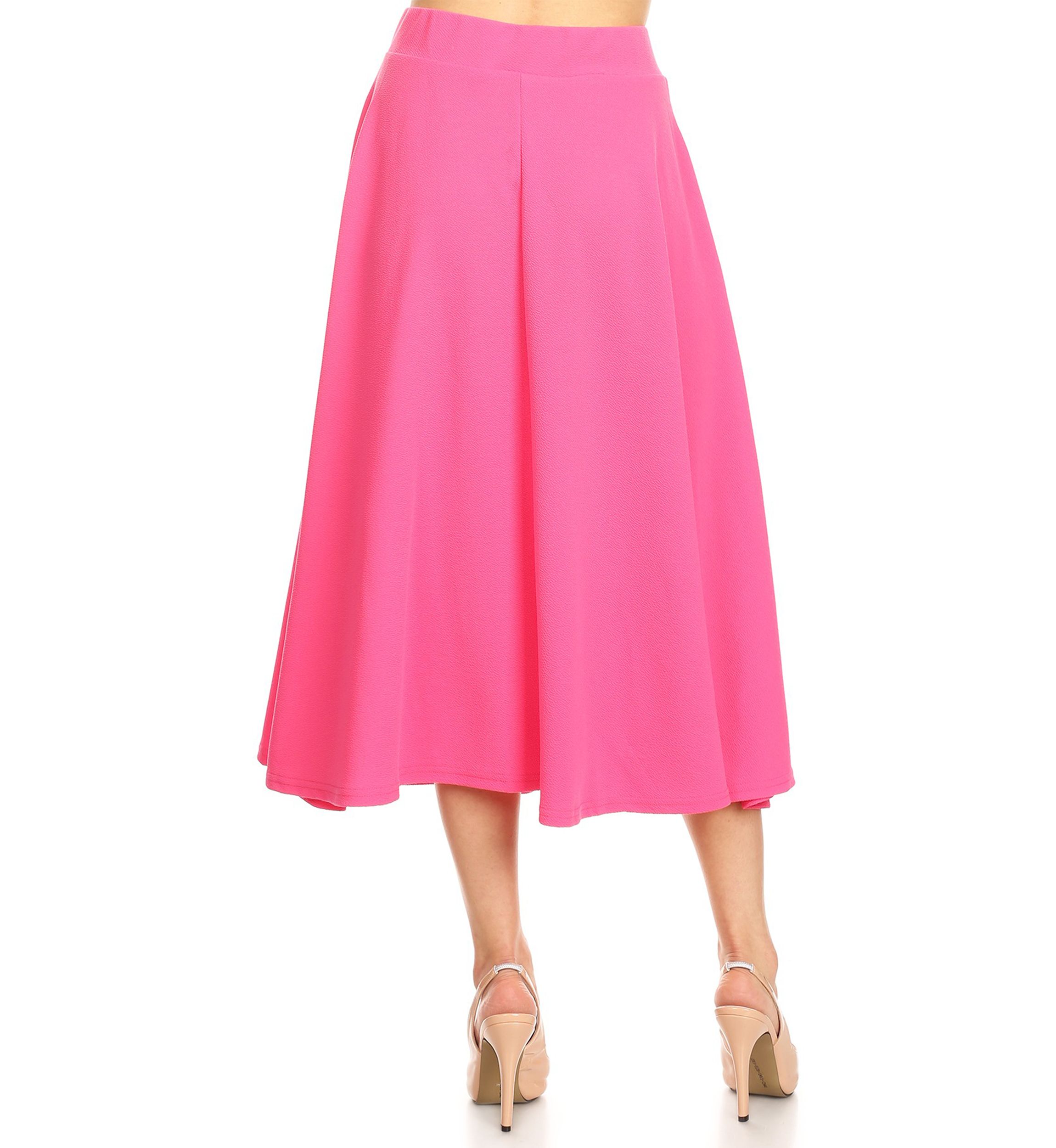 Womens Flared Midi Skirt with Pockets