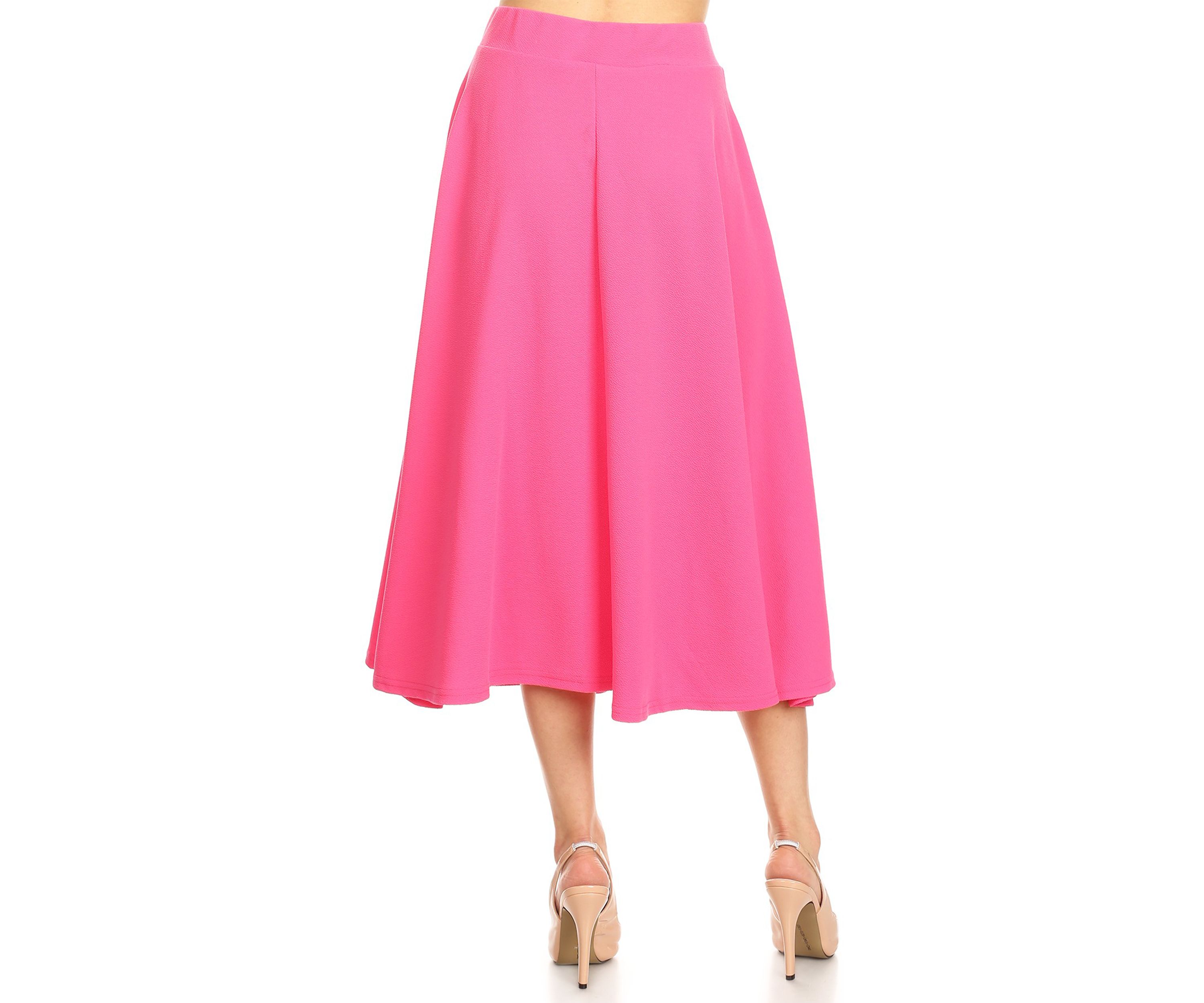 Womens Flared Midi Skirt with Pockets