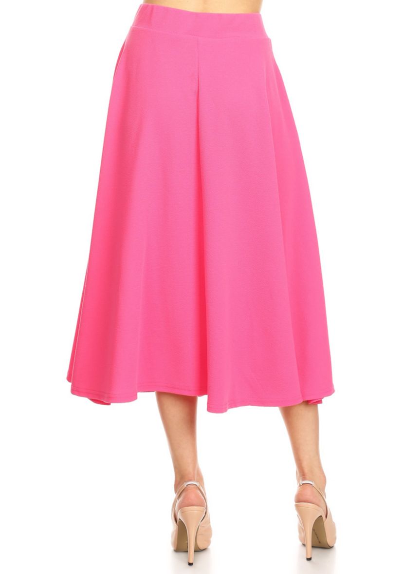 Womens Flared Midi Skirt with Pockets