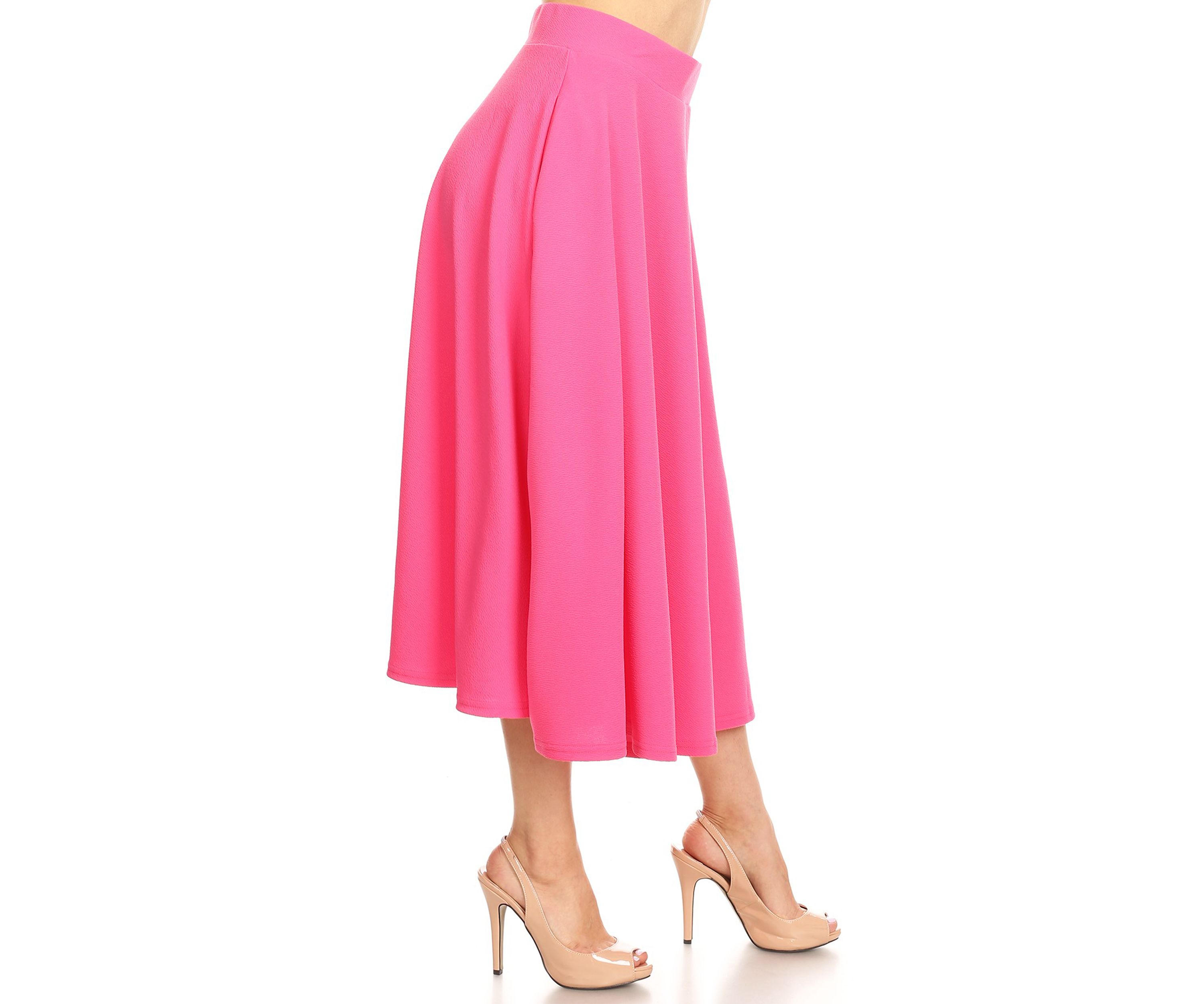 Womens Flared Midi Skirt with Pockets