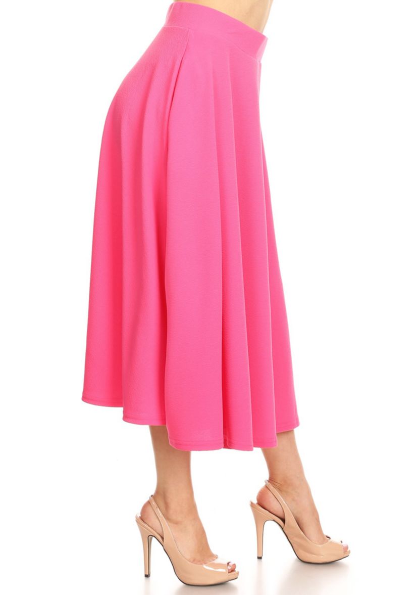 Womens Flared Midi Skirt with Pockets