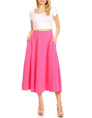 White Mark Women Plus Sizes Multi Colored Casual Tasmin Flare Printed Midi Skirt 