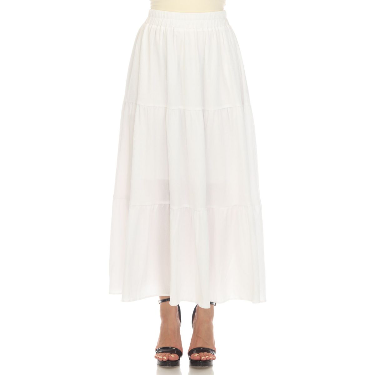 Womens Pleated Tiered Maxi Skirt