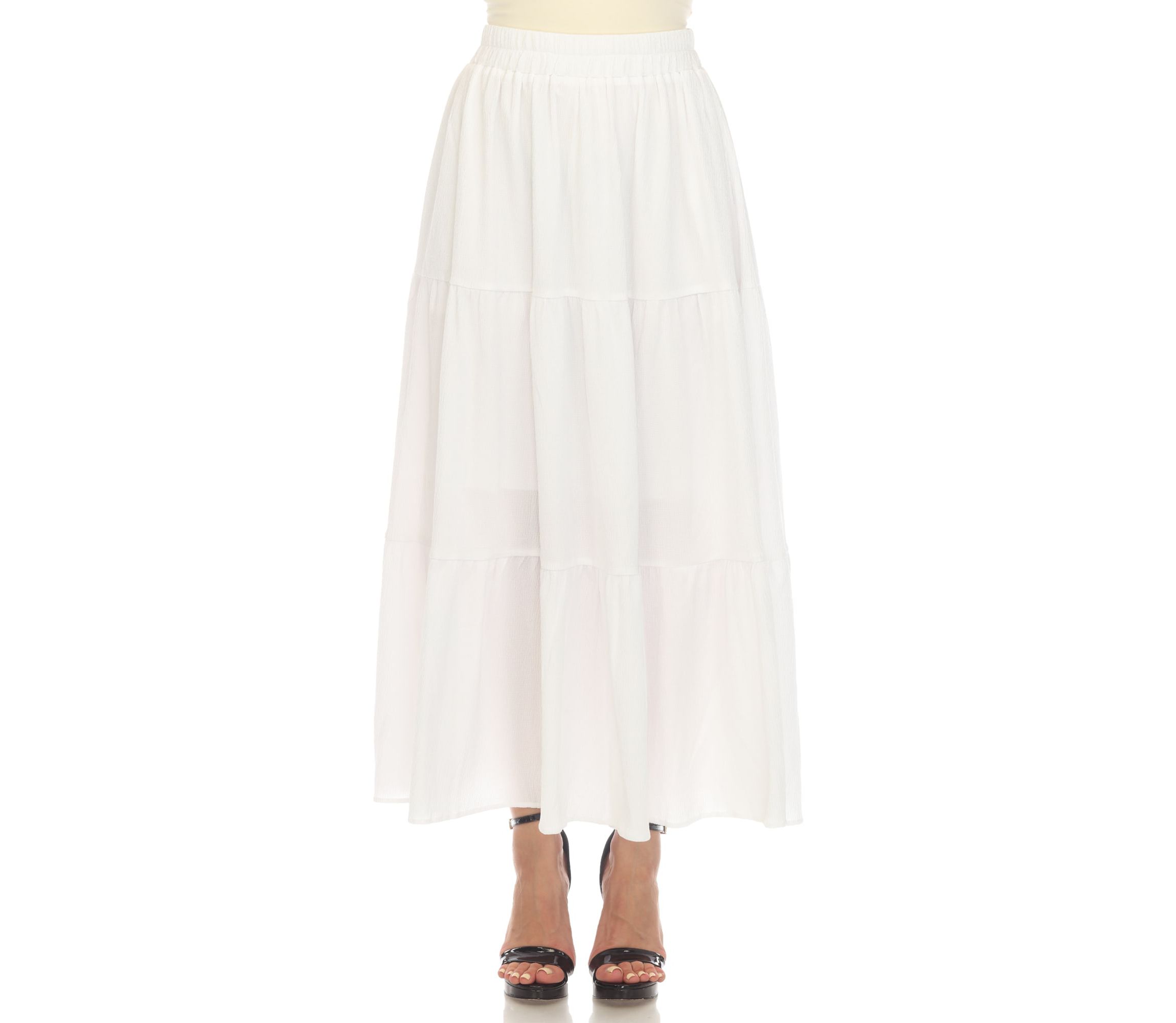 Womens Pleated Tiered Maxi Skirt