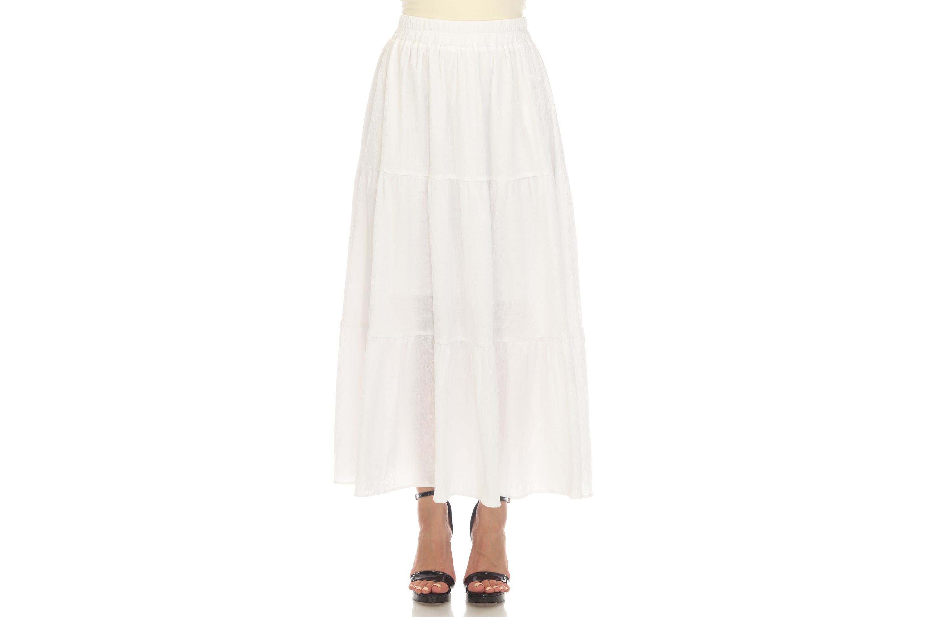 Womens Pleated Tiered Maxi Skirt