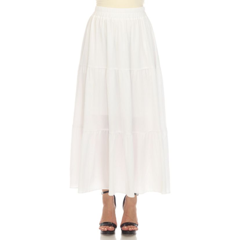 Womens Pleated Tiered Maxi Skirt