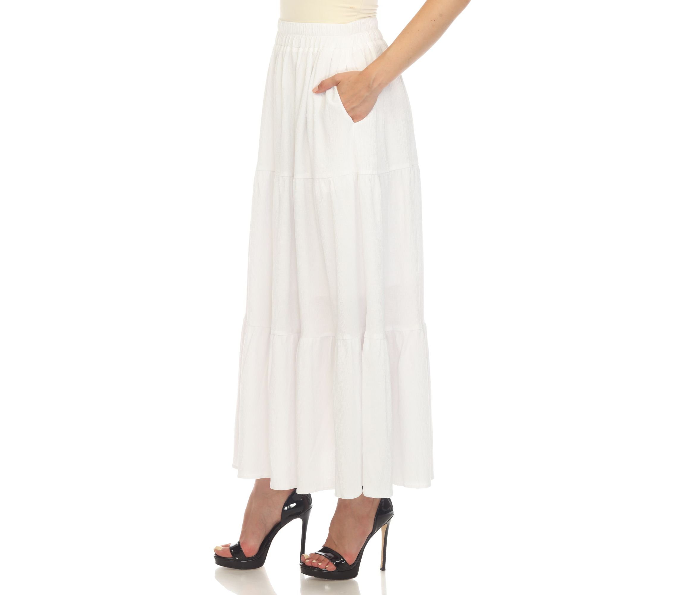 Womens Pleated Tiered Maxi Skirt