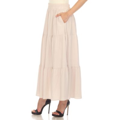 Women's Pleated Tiered Maxi Skirt