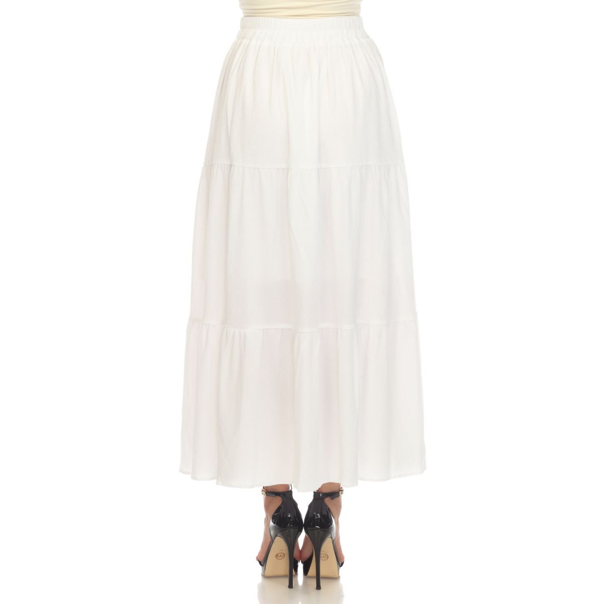 Womens Pleated Tiered Maxi Skirt