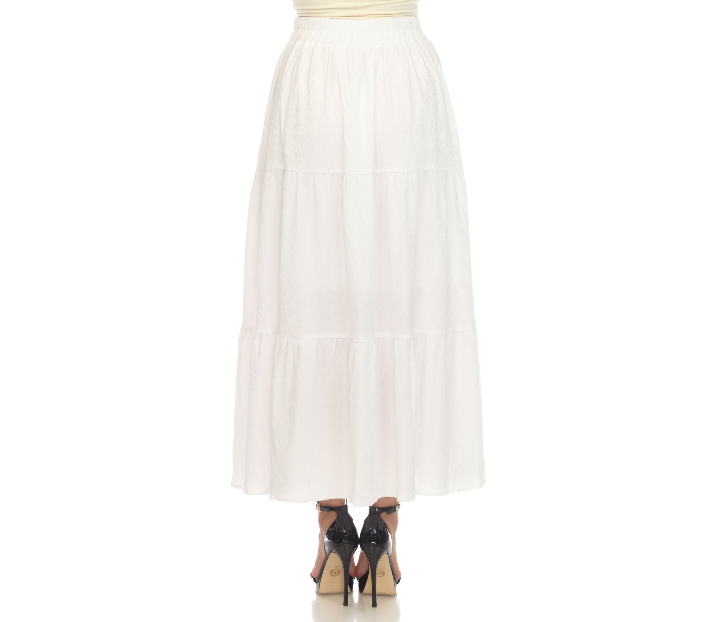 Womens Pleated Tiered Maxi Skirt