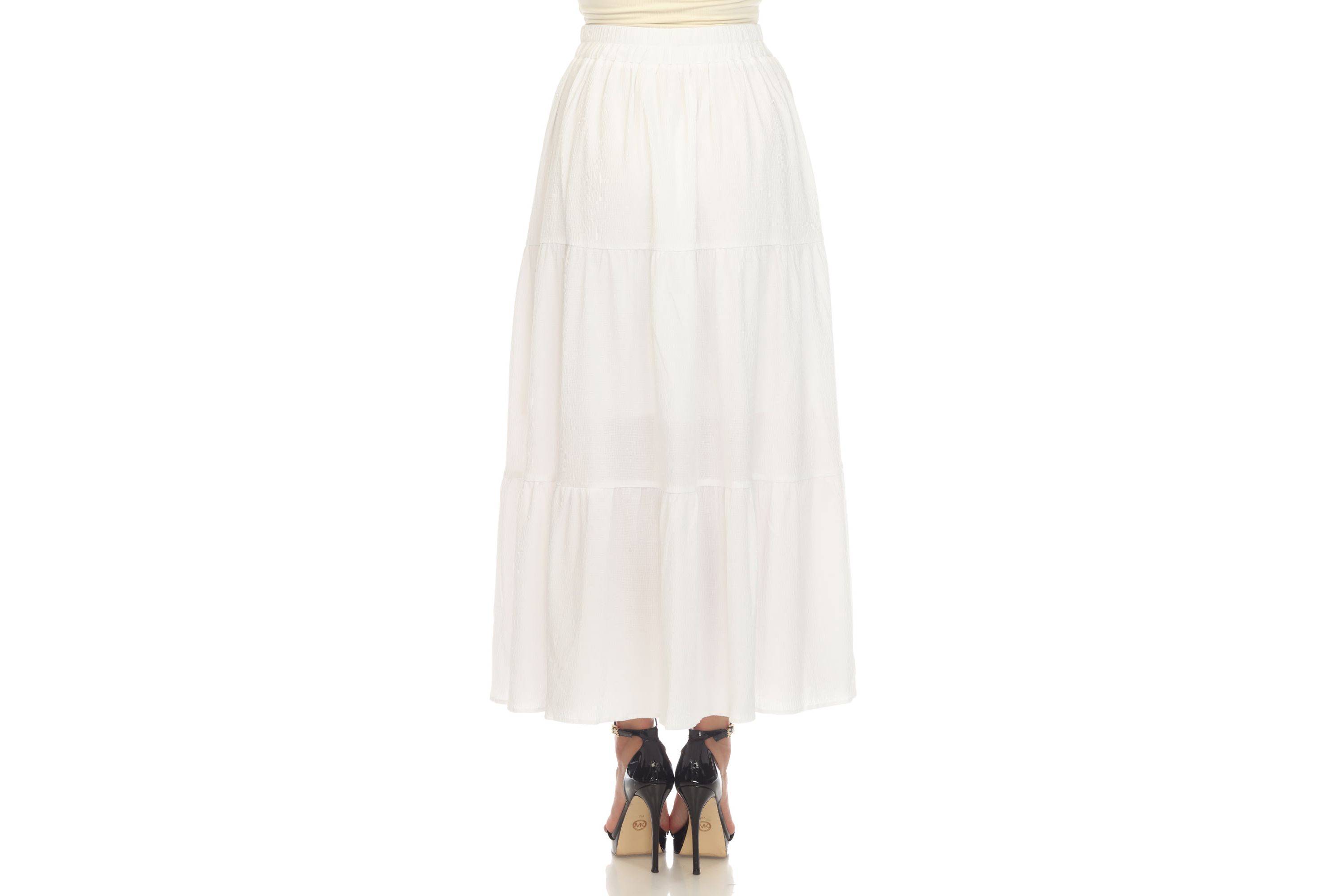 Womens Pleated Tiered Maxi Skirt