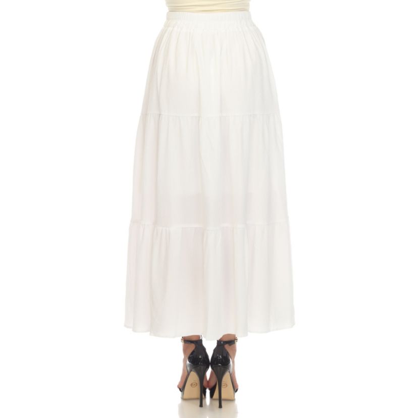 Womens Pleated Tiered Maxi Skirt