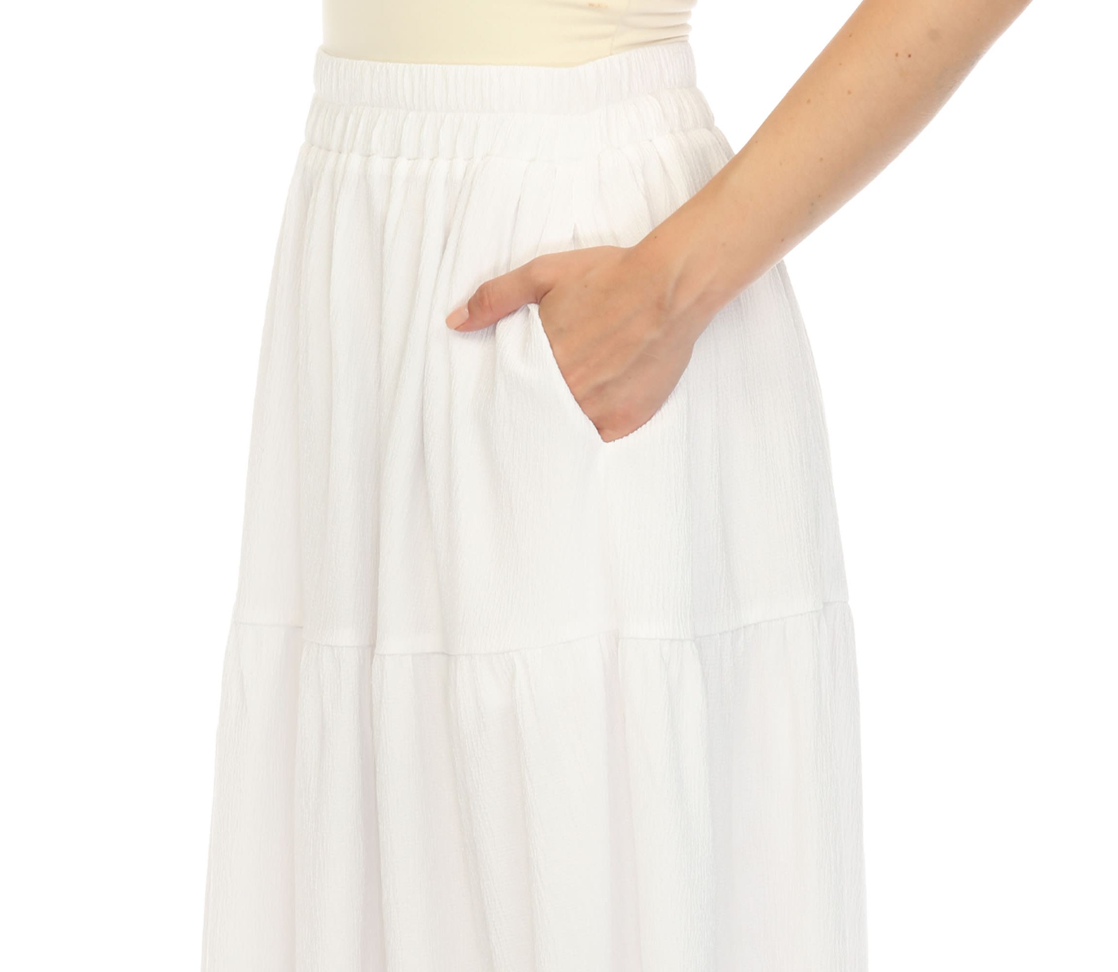 Womens Pleated Tiered Maxi Skirt