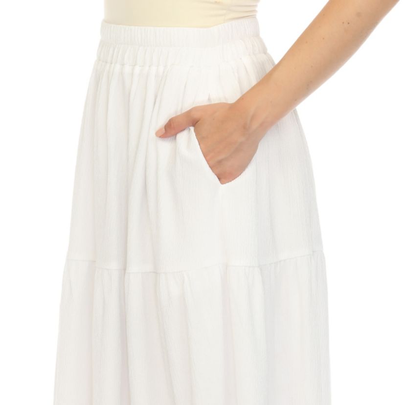 Womens Pleated Tiered Maxi Skirt