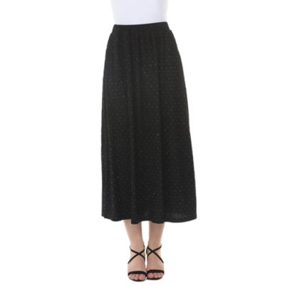 White Mark Women's Rhinestone Embellished A-Line Maxi Skirt