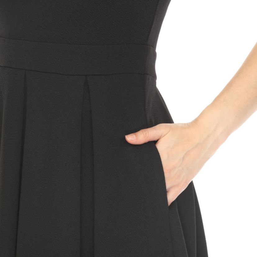 Womens Solid Fit and Flare Dress