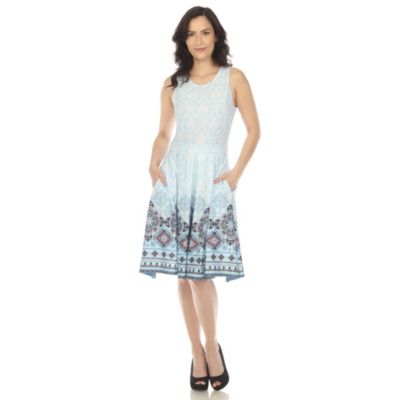White Mark Women's Fit and Flare Knee Length Dress