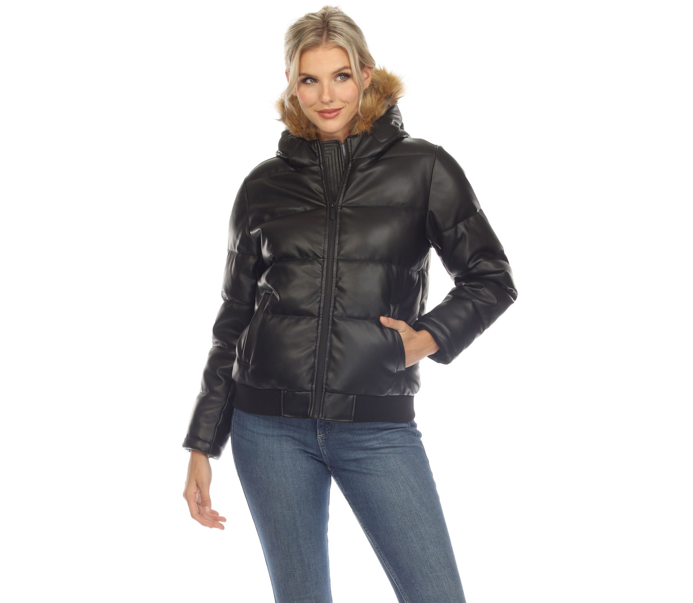 Removable Fur Hoodie Bomber Leather Jacket