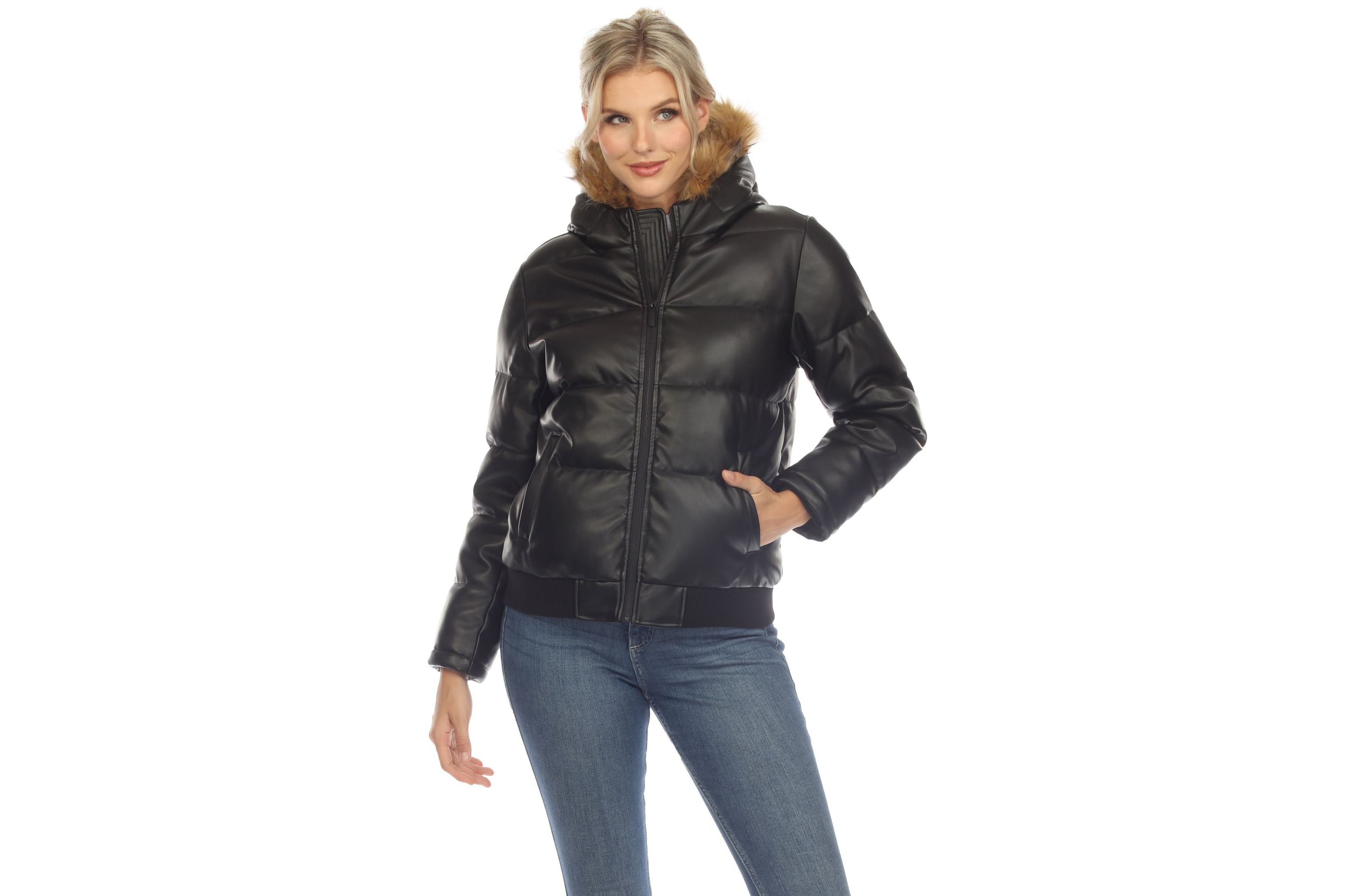 Removable Fur Hoodie Bomber Leather Jacket