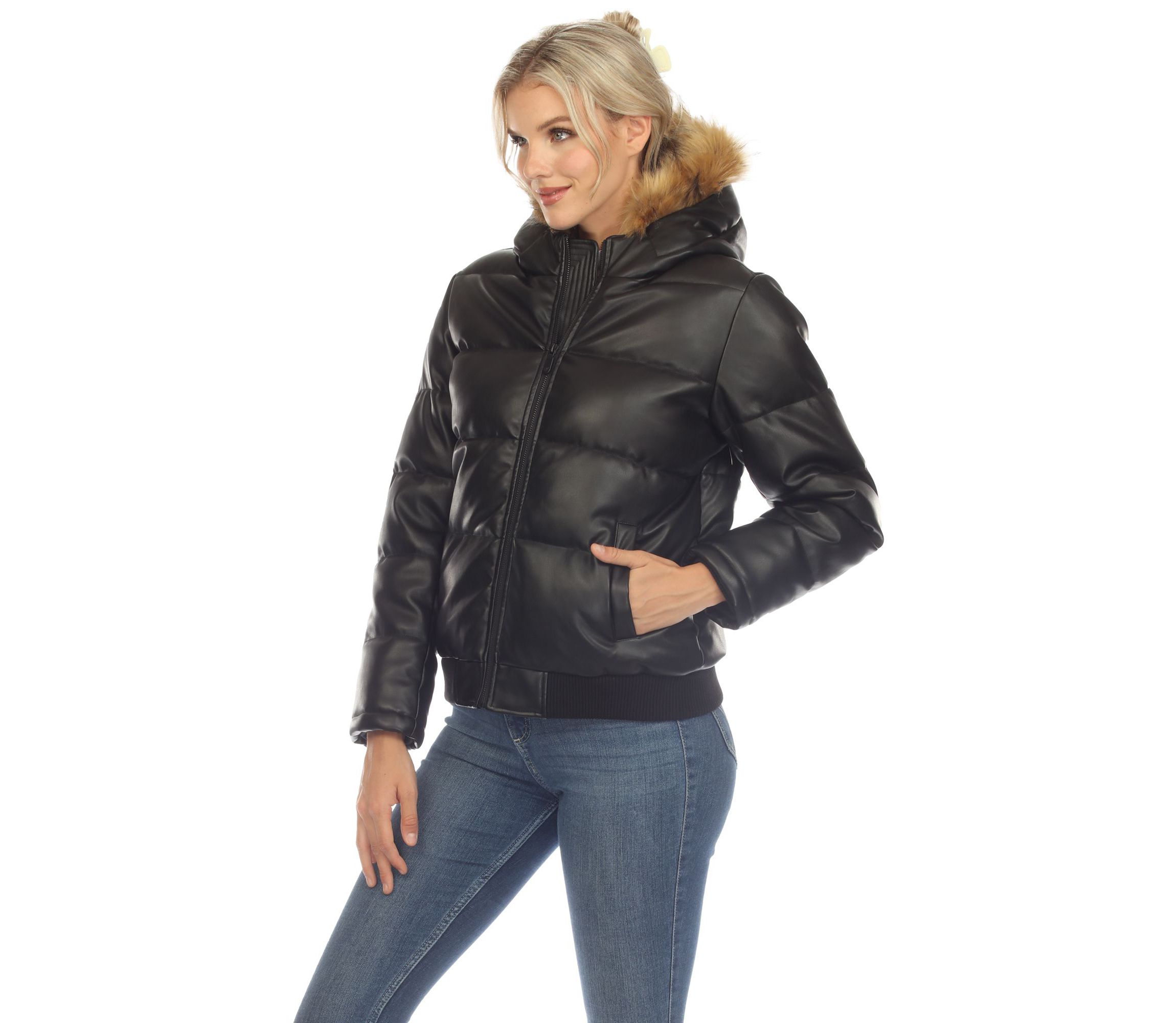 Removable Fur Hoodie Bomber Leather Jacket