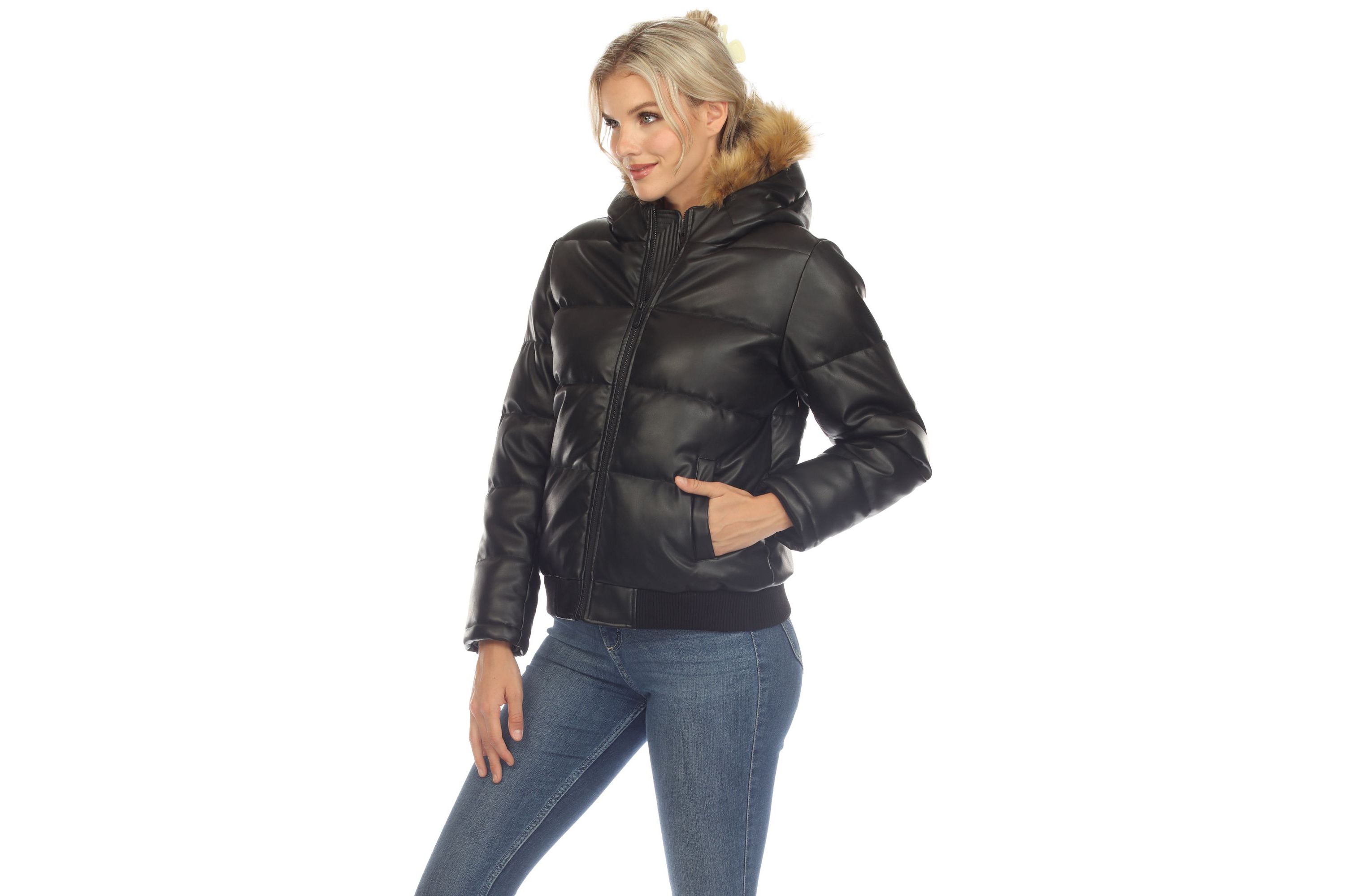 Removable Fur Hoodie Bomber Leather Jacket