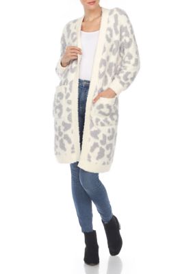 Leopard Print Open Front Sherpa Coat