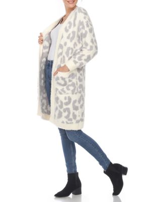 Leopard Print Open Front Sherpa Coat