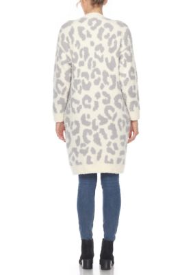 Leopard Print Open Front Sherpa Coat