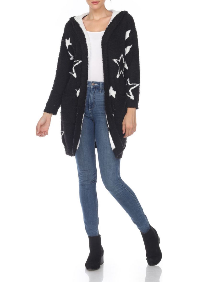 Hooded Open Front Sherpa Coat