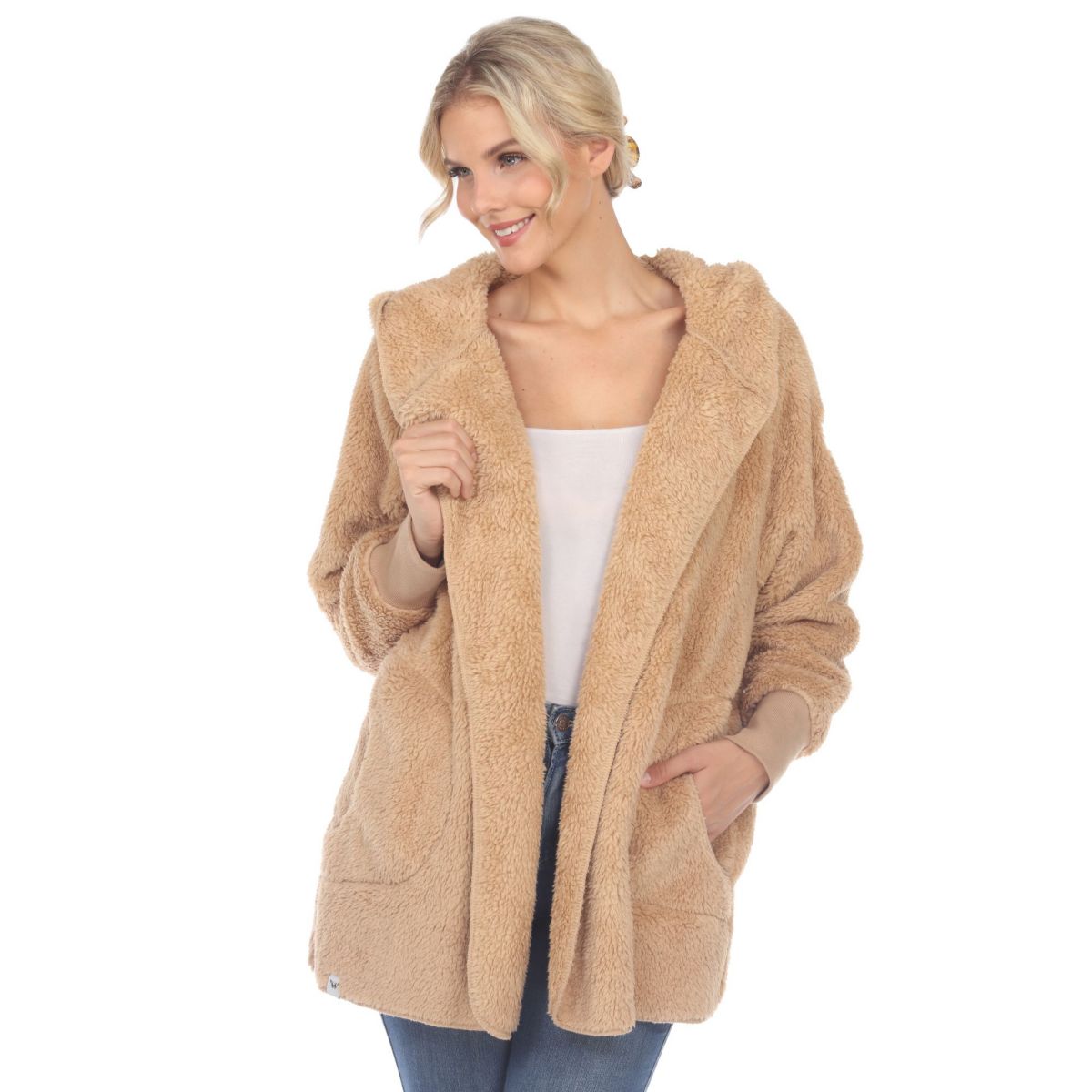 Plush Hooded Cardigan with Pockets