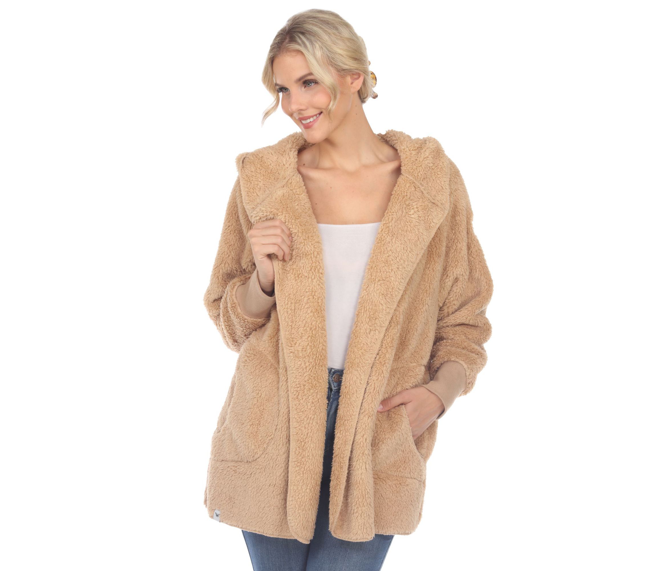 Plush Hooded Cardigan with Pockets