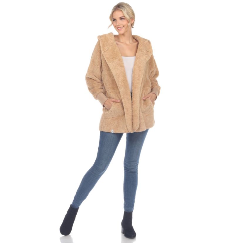 Plush Hooded Cardigan with Pockets