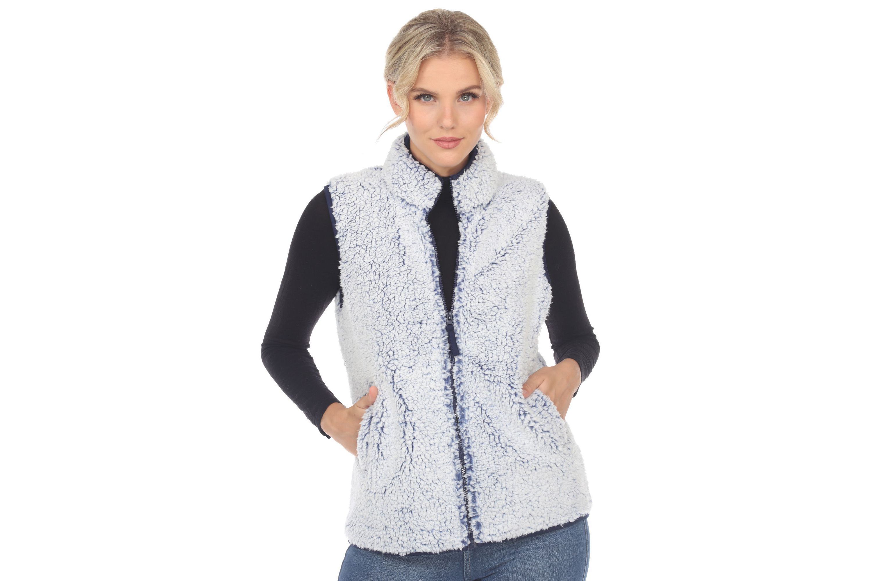 Womens Zip up sherpa vest