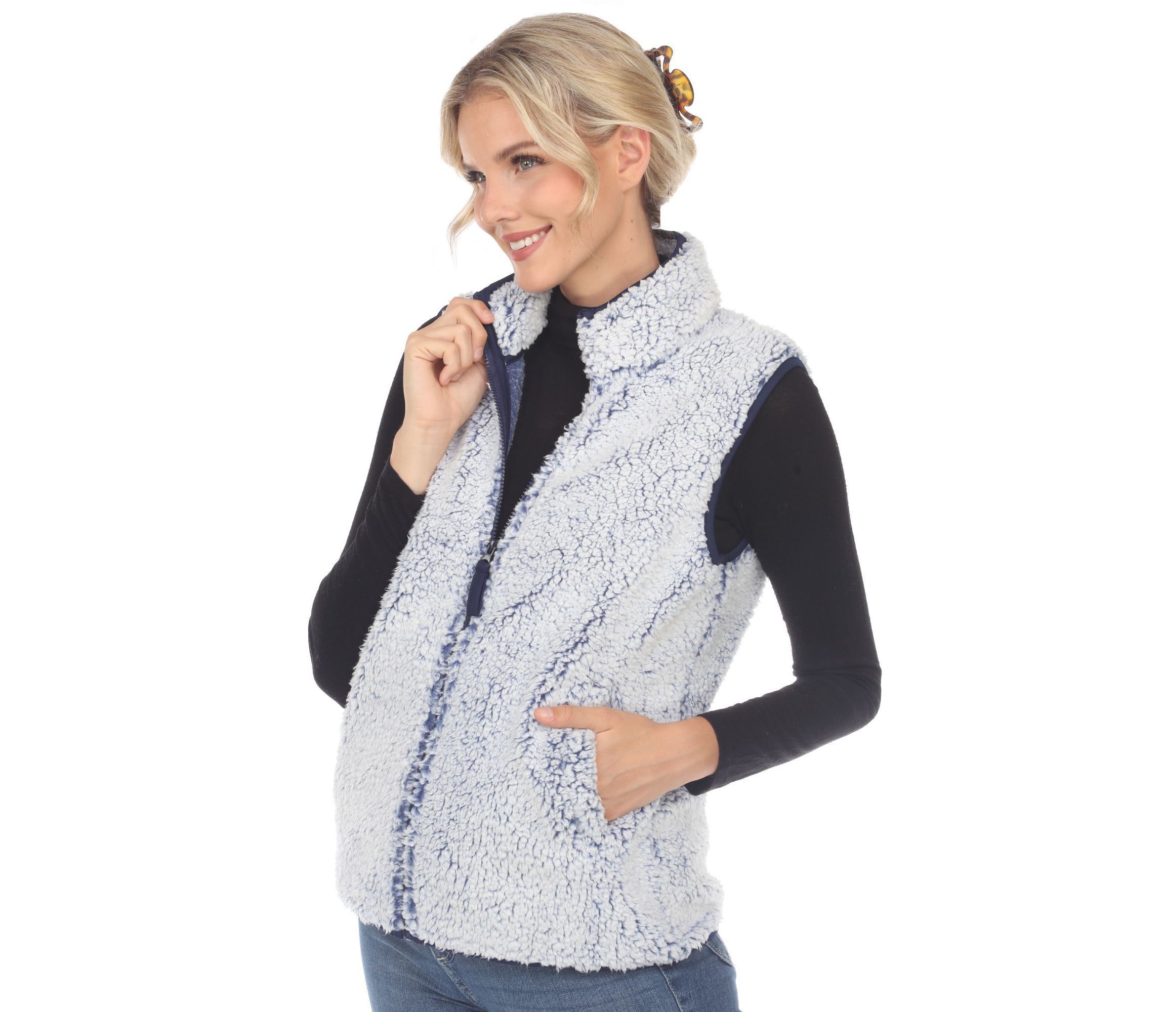 Womens Zip up sherpa vest